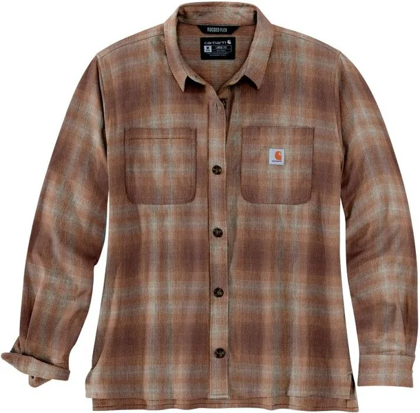 Carhartt W's Midweight Flannel L/S Plaid Shirt Stucco Reapris