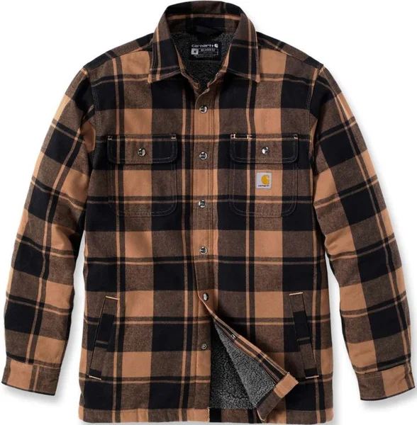 Köp online Carhartt M's Flannel Sherpa Lined Shirt Jacket Carhartt® Brown