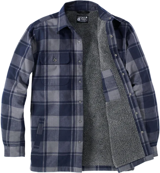 Carhartt M's Flannel Sherpa Lined Shirt Jacket Navy Snabb frakt