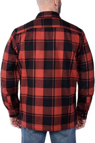 Erbjudandepris Carhartt M's Flannel Sherpa Lined Shirt Jacket Red Ochre