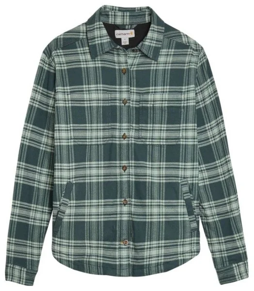Billigare Carhartt W's Hamilton Plaid Flannel Shirt Jacket Fog Green