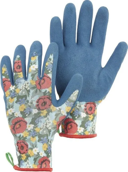 Sista chansen Garden Latex Dip Trädgårdshandske Röd Print/Mellanblå