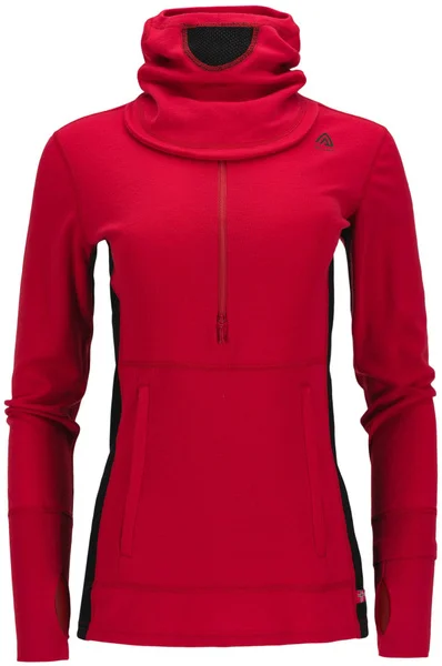 Aclima WarmWool Hoodsweater w/Zip W's Jester Red/Jet Black Begränsad tid