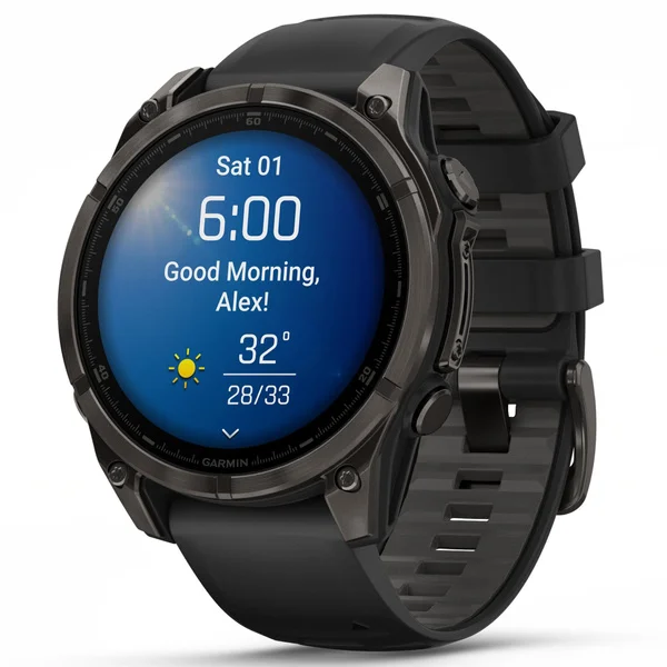fenix 8 AMOLED 47mm Sapphire Carbon Gray DLC Titanium / Black Nyhet