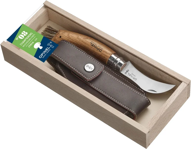 Nyhet Mushroom knife Oak wood handle Gift box + sheath